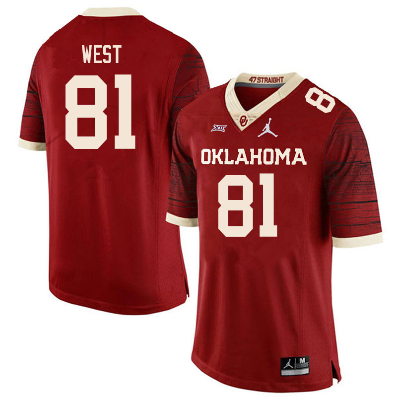Oklahoma Sooners #81 Trevon West College Football Jerseys Sale-Retro